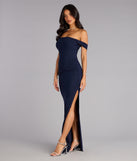 Kara Mesh Off-The-Shoulder Slit Formal Dress