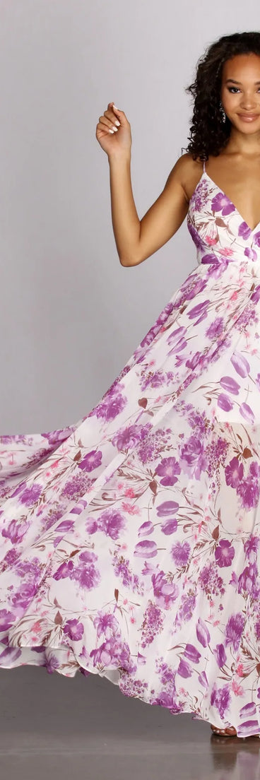 Sally Floral Chiffon Formal Dress