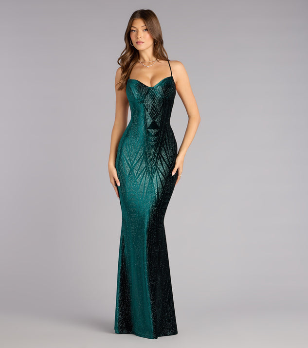 Barbra Glitter Velvet Lace-Up Formal Dress Barbra Glitter Velvet Lace-Up Formal Dress