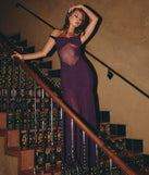 Eliza Sheer Mesh Off-The-Shoulder Mermaid Dress