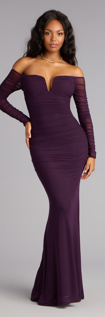 Marla Mesh Off-The-Shoulder Formal Dress