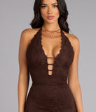 Lane Halter Strappy Lace Mermaid Formal Dress
