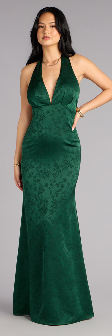 Adelle Satin Halter A-Line Formal Dress