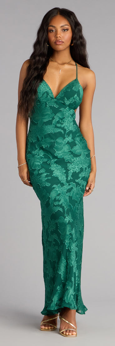 Enya Floral Mesh Lace-Up Formal Dress