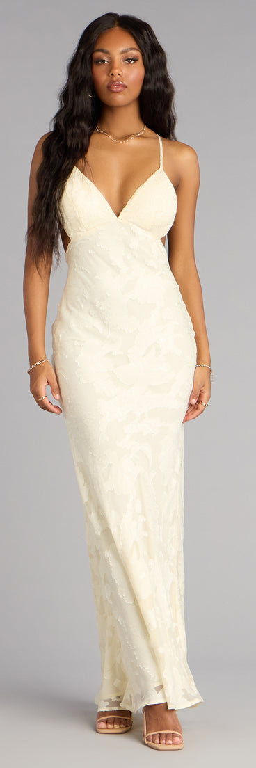 Windsor Enya Floral Mesh Lace-Up Formal Dress in Ivory | Size: L | Mesh Fabric/Mesh Fabric Windsor Enya Floral Mesh Lace-Up Formal Dress in Ivory | Size: L | Mesh Fabric/Mesh Fabric