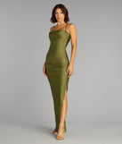 Stefani Lace-Up Slit Formal Dress