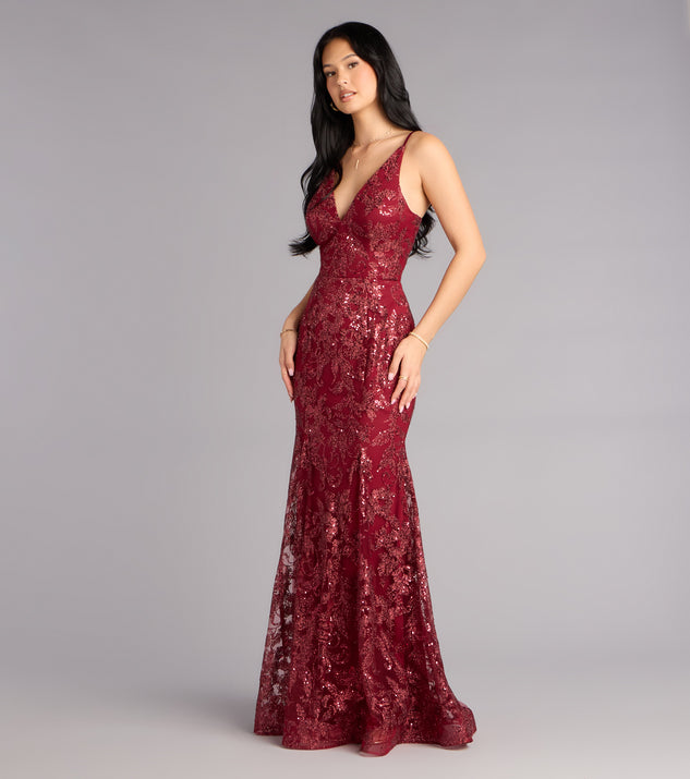 Myra Glitter Sequin Floral Mesh Mermaid Dress | Windsor Myra Glitter Sequin Floral Mesh Mermaid Dress | Windsor