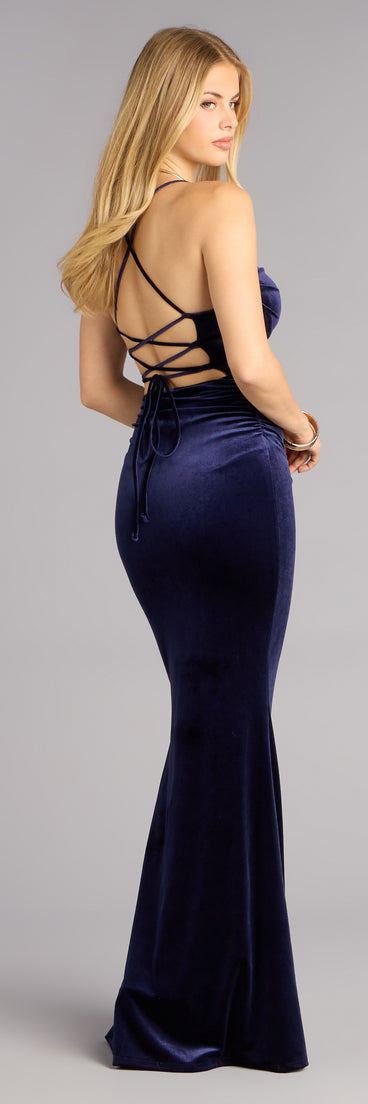 Daphne Velvet Lace-Up Mermaid Formal Dress