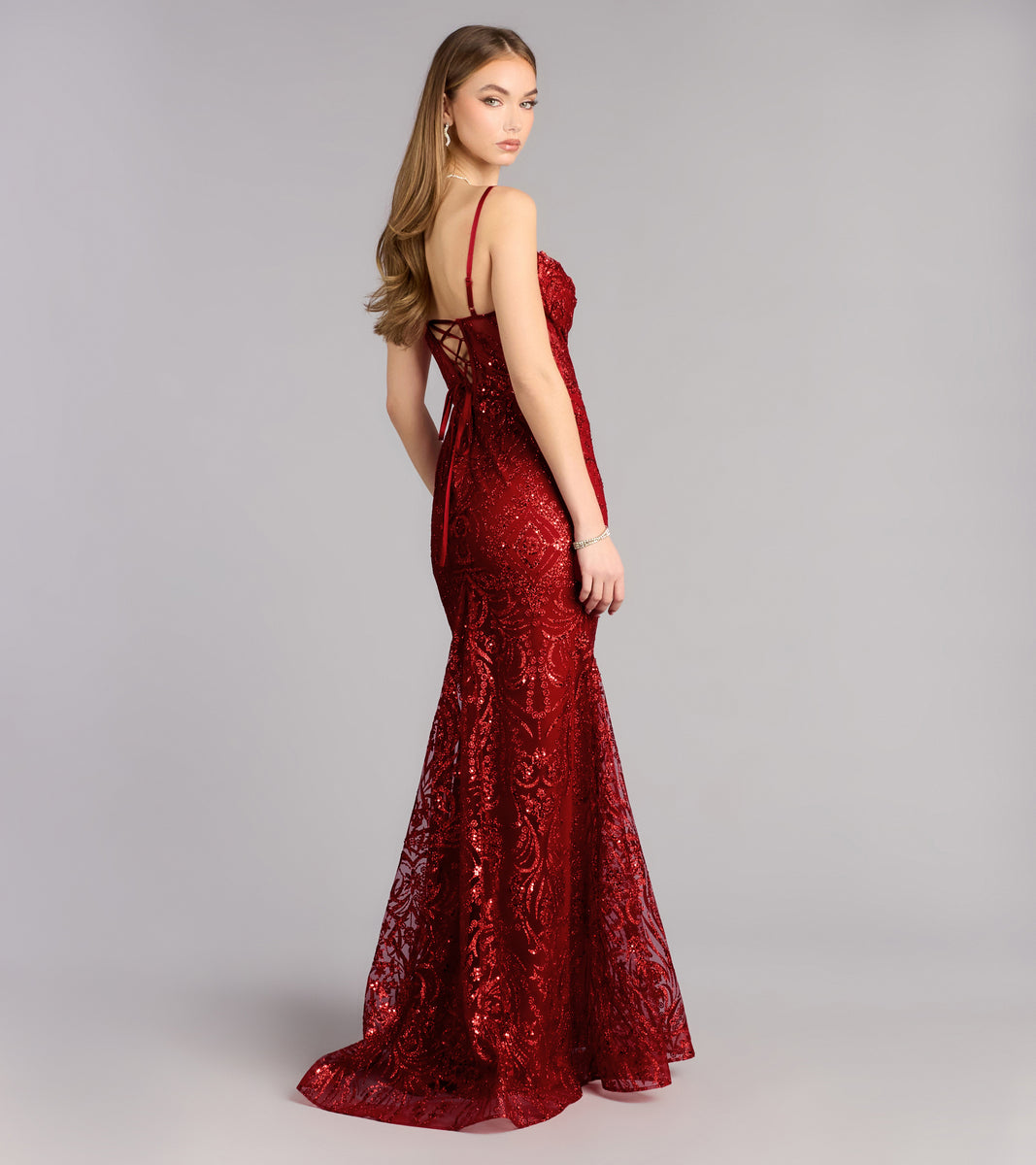 Anna Glitter Sequin Lace-Up Formal Dress & Windsor