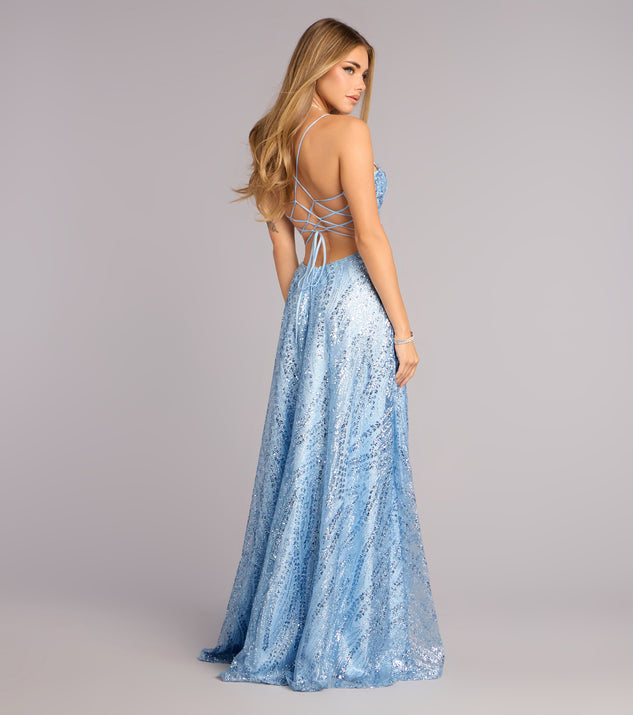 Drea Glitter Sequin Lace-Up A-line Formal Dress | Windsor Drea Glitter Sequin Lace-Up A-line Formal Dress | Windsor