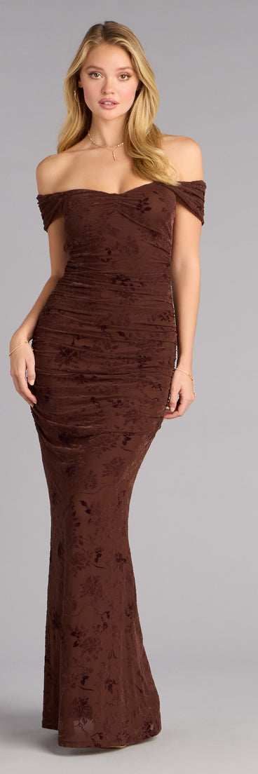 Kourt Flocked Velvet Mermaid Formal Dress