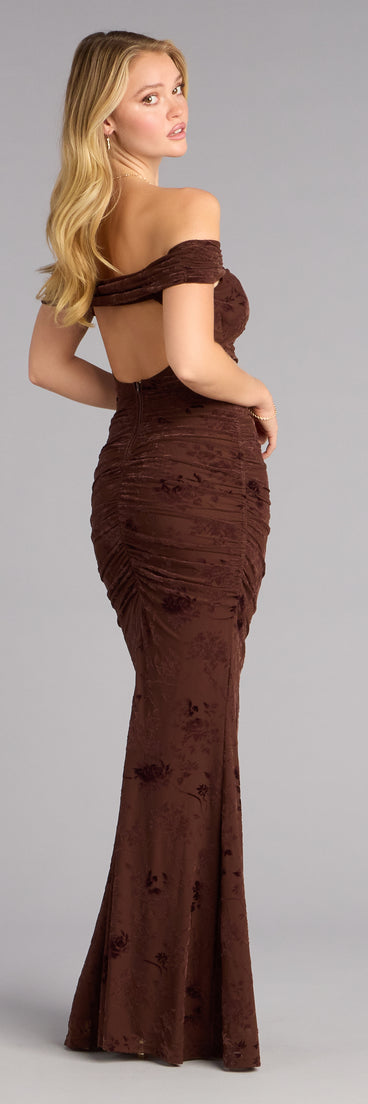 Kourt Flocked Velvet Mermaid Formal Dress