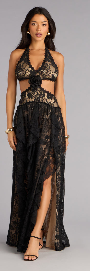 Lyla Lace A-Line Formal Dress in Black | Size: M | Lace Fabric/Mesh Fabric | Windsor Lyla Lace A-Line Formal Dress in Black | Size: M | Lace Fabric/Mesh Fabric | Windsor