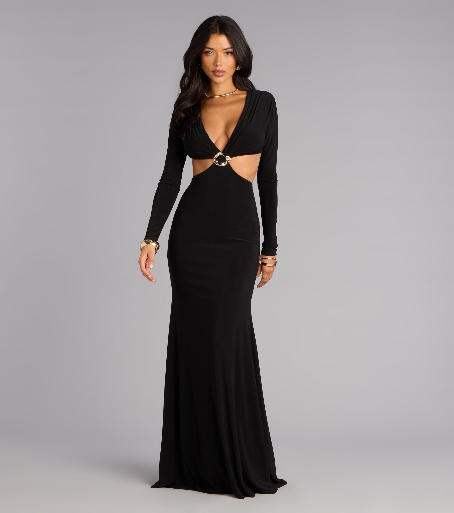 Zoe Long Sleeve Cutout Mermaid Formal Dress | Windsor