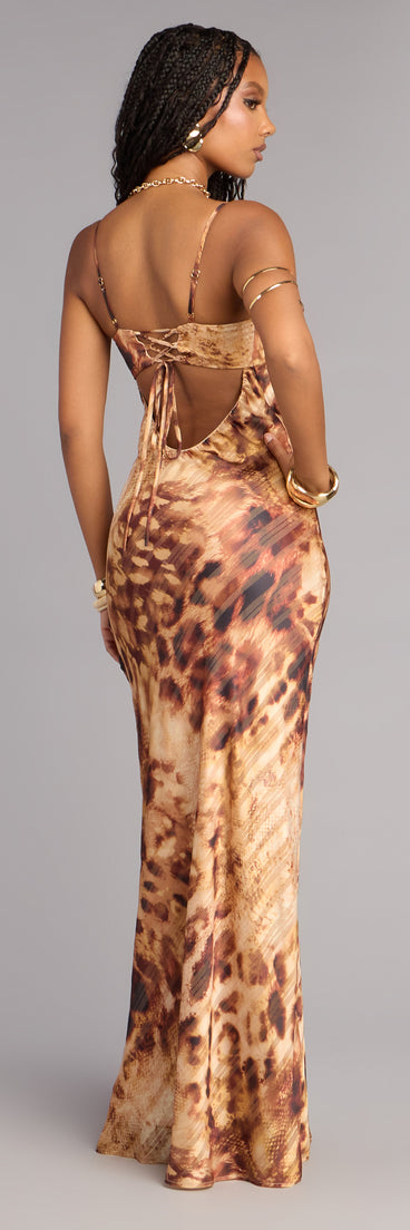 Amina Chiffon Leopard Formal Dress