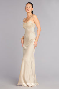 carrie dress prom Windsor Carrie Satin Sequin Lace-Up Formal Dress in Sage | Size: S