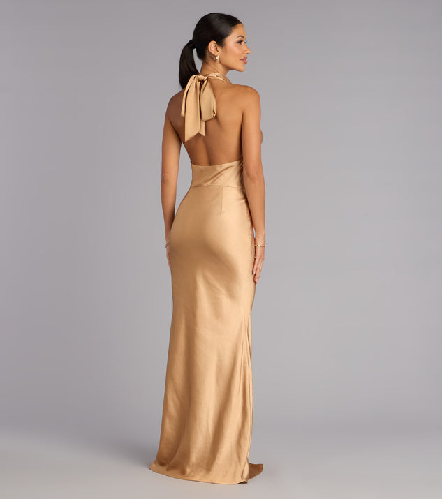 vera satin lace up formal dress Women's Satin Maxi Dress Backless Lace Up Strappy Fitted Vera