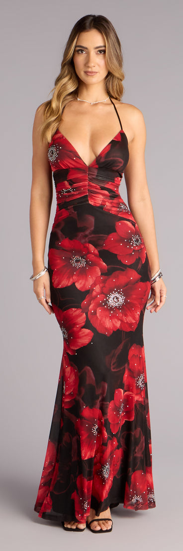 Mael Floral Rhinestone Mermaid Formal Dress