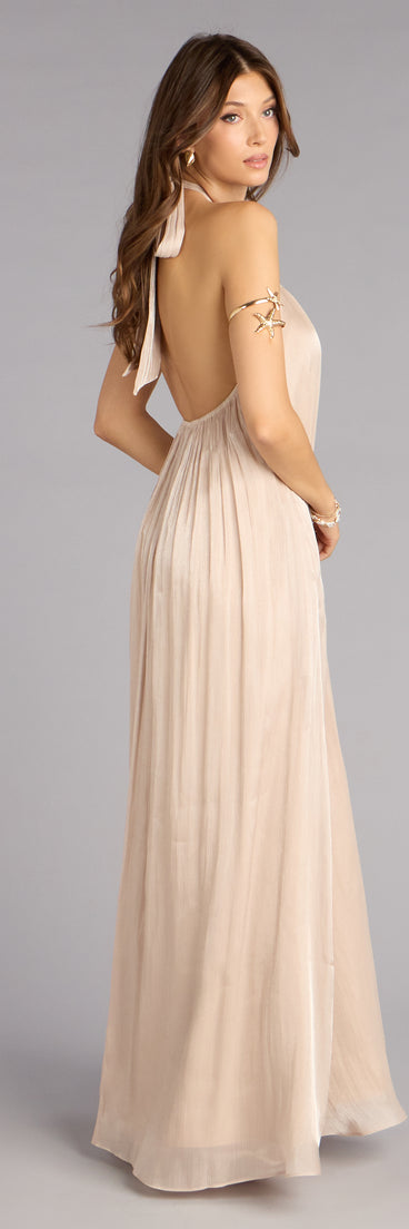 Marlyne Halter Open Back Formal Dress