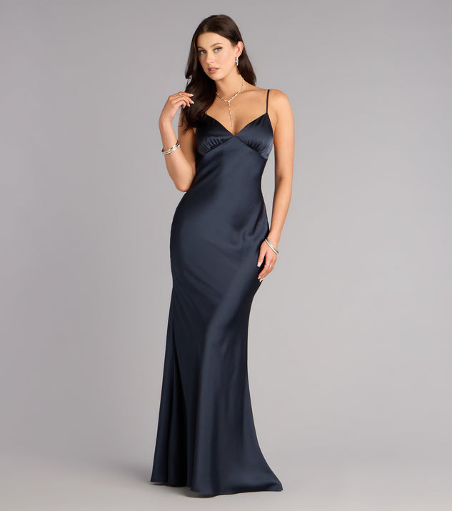v neck mermaid dress Alayna Satin V-Neck Formal Adorned with delicate beading Core Colors:Butterfield ELASTIC SLEEVE ENDS Cotton On “The Denim