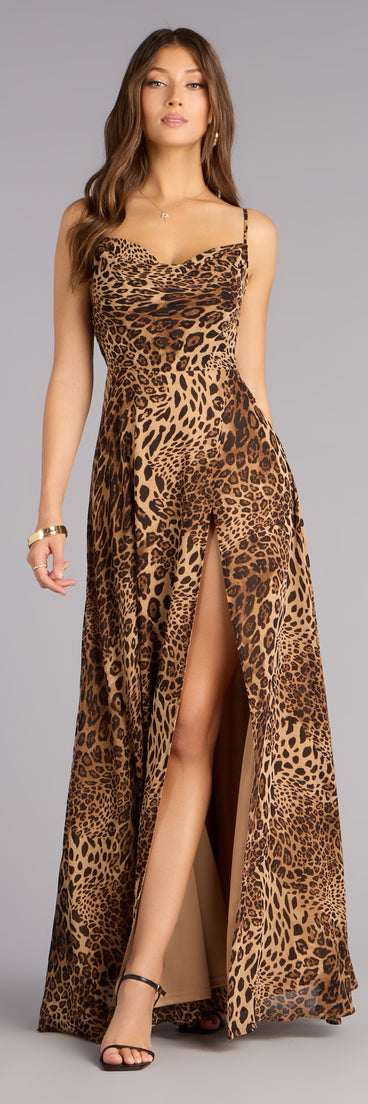 Massie Leopard Chiffon A-Line Formal Dress | Windsor Massie Leopard Chiffon A-Line Formal Dress | Windsor