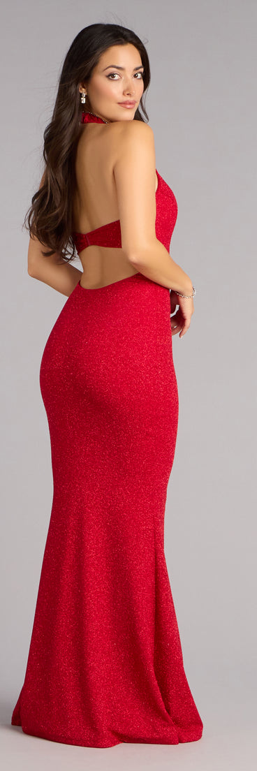 Cleo Glitter Knit Mermaid Formal Dress in Red | Size: M | Knit Fabric | Windsor Cleo Glitter Knit Mermaid Formal Dress in Red | Size: M | Knit Fabric | Windsor