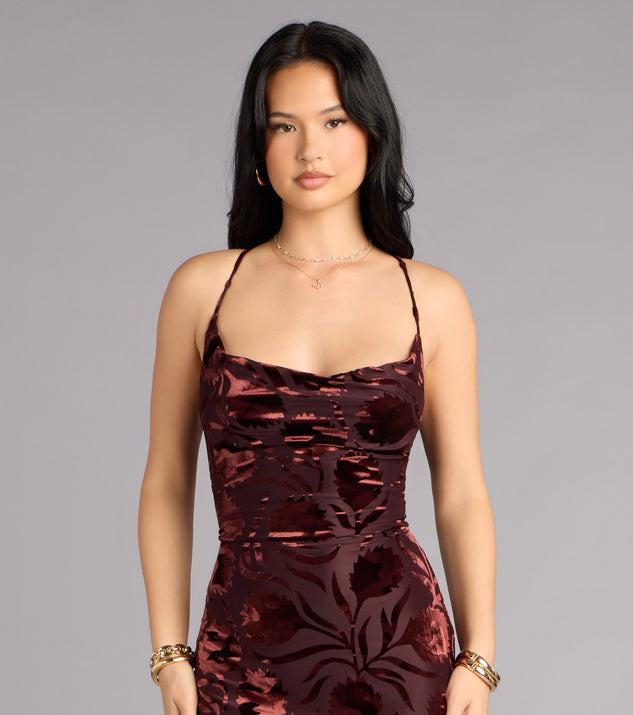 Primrose Velvet Pattern Lace-Up Formal Dress