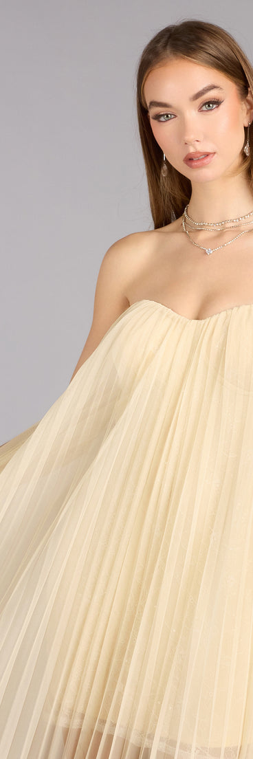 Briley Tulle Pleated A-Line Formal Dress
