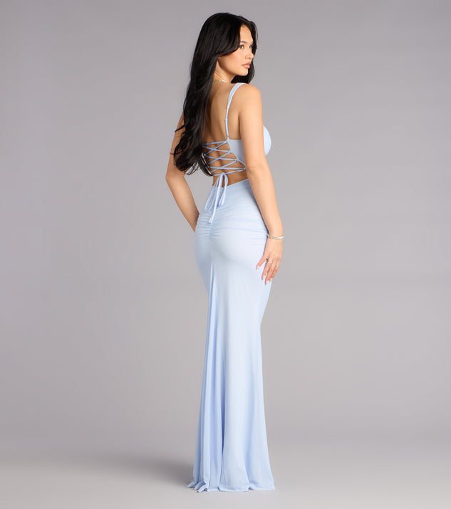 knee length dresses for ladies Mesh Mermaid Dress with Laser Embroidery Ombre / US 4