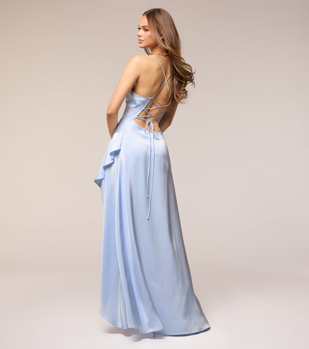 Jennie Satin A-Line Lace-Up Formal Dress | Windsor Jennie Satin A-Line Lace-Up Formal Dress | Windsor