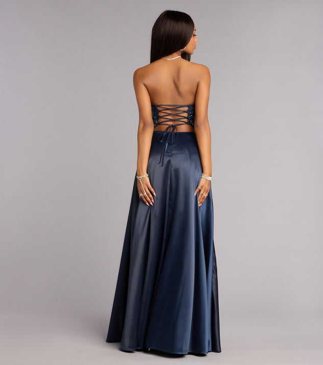 Magnolia Satin Corset Slit Formal Dress | Windsor Magnolia Satin Corset Slit Formal Dress | Windsor
