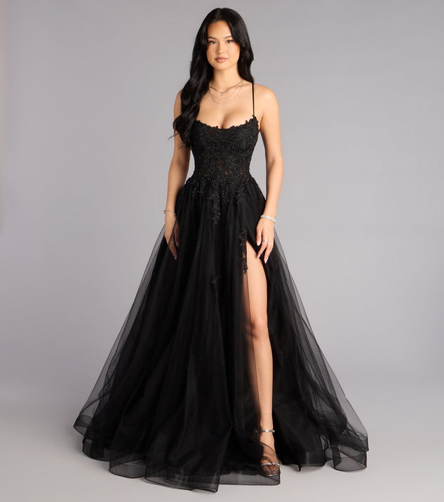 juniors lace up a line dress Caitlin Lace-Up Applique A-Line Formal toned choker Warm nude bridesmaid maxi dress Option:10/BX | Size : 5