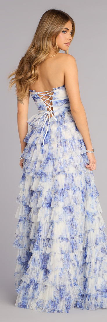Juniper Floral Strapless Formal Dress in Blue | Size: 5 | Mesh Fabric/Mesh Fabric | Windsor Juniper Floral Strapless Formal Dress in Blue | Size: 5 | Mesh Fabric/Mesh Fabric | Windsor