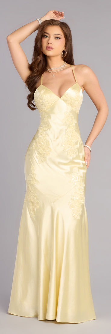 Rachel Satin Open Back Formal Dress