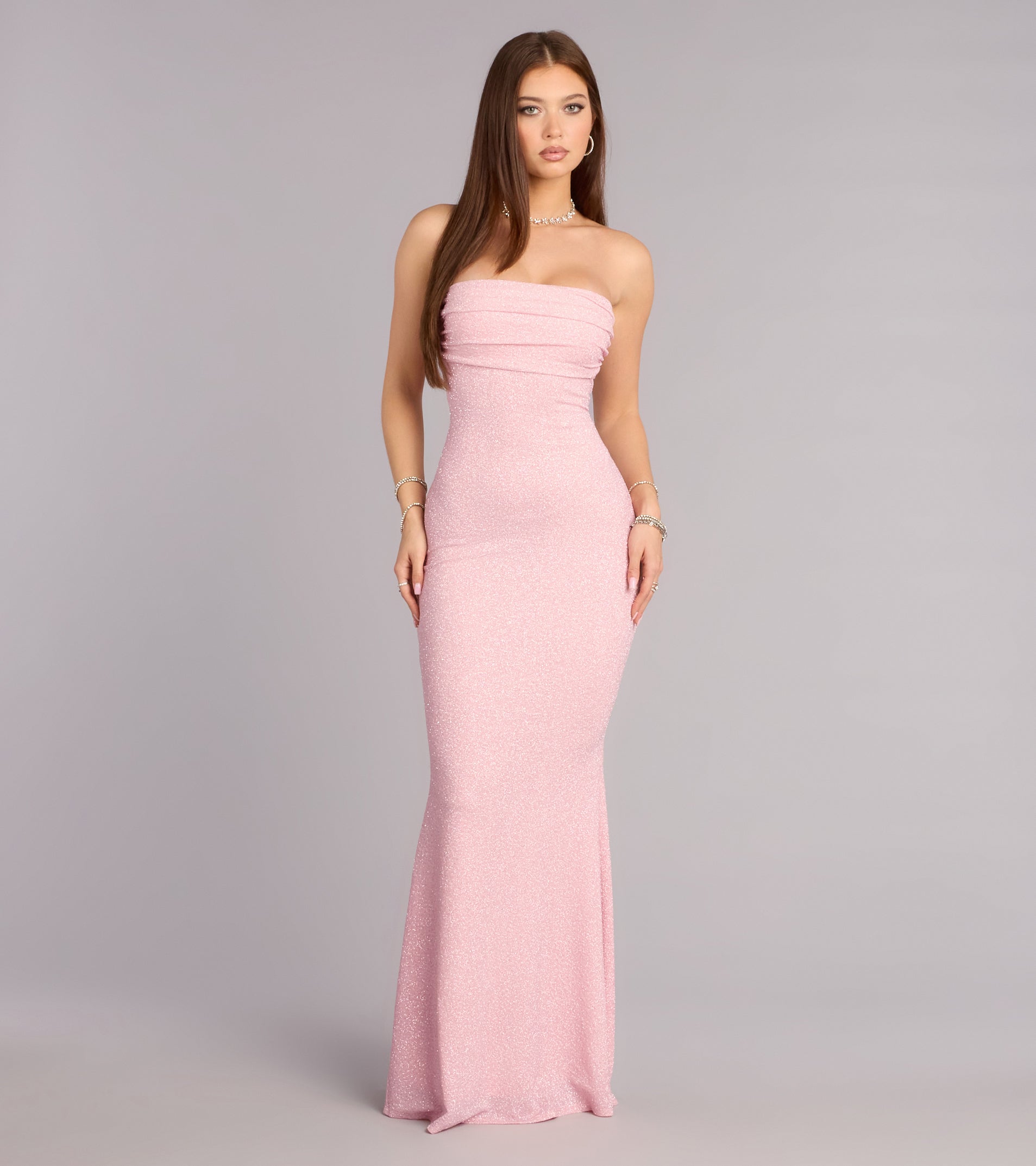 Audrina Glitter Strapless Mermaid Formal Dress | Windsor