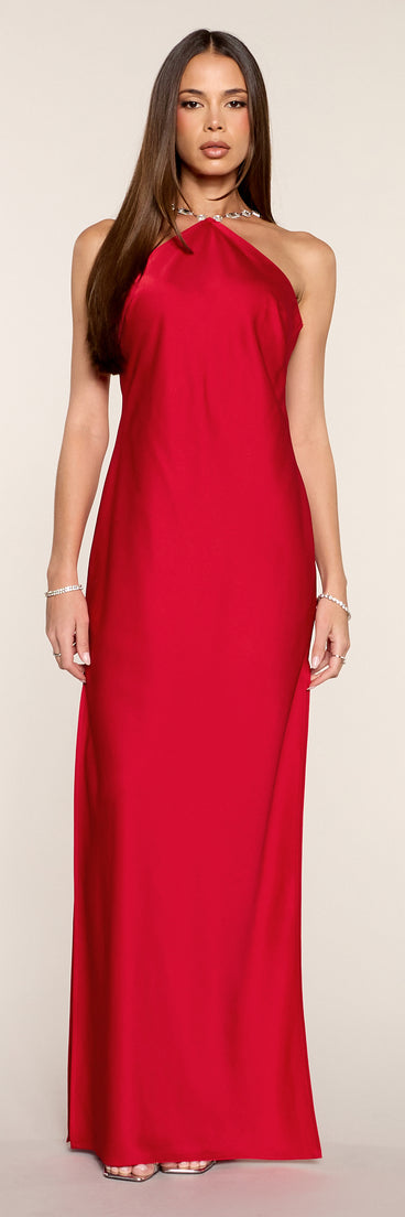 Brittany Satin Column Formal Dress