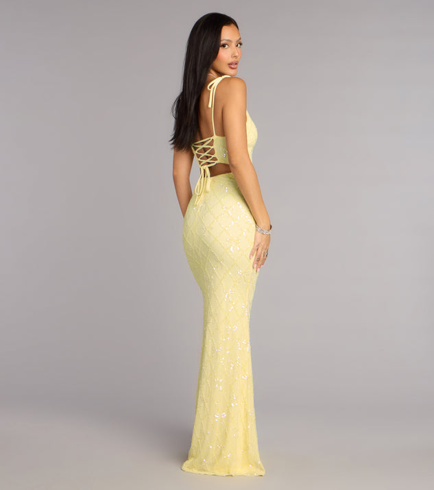 tessa mesh midi dress Tessa Bow Beaded Lace-Up Formal Dress