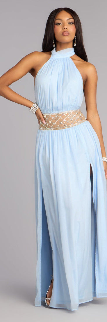 Monica Chiffon Embellished Formal Dress
