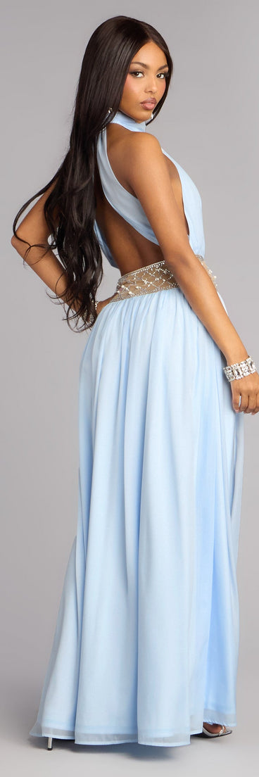 Monica Chiffon Embellished Formal Dress