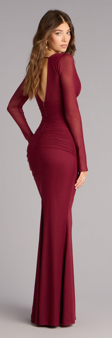 Eileen Mesh Long Sleeve Mermaid Formal Dress