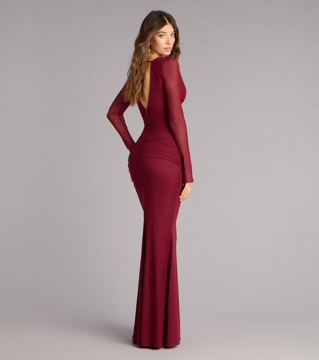 red long sleeve mermaid dress Eileen Mesh Formal polyester chiffon featuring a sculpted fit Darcey Cotton Poplin Sleeveless Size:Waist 28-34