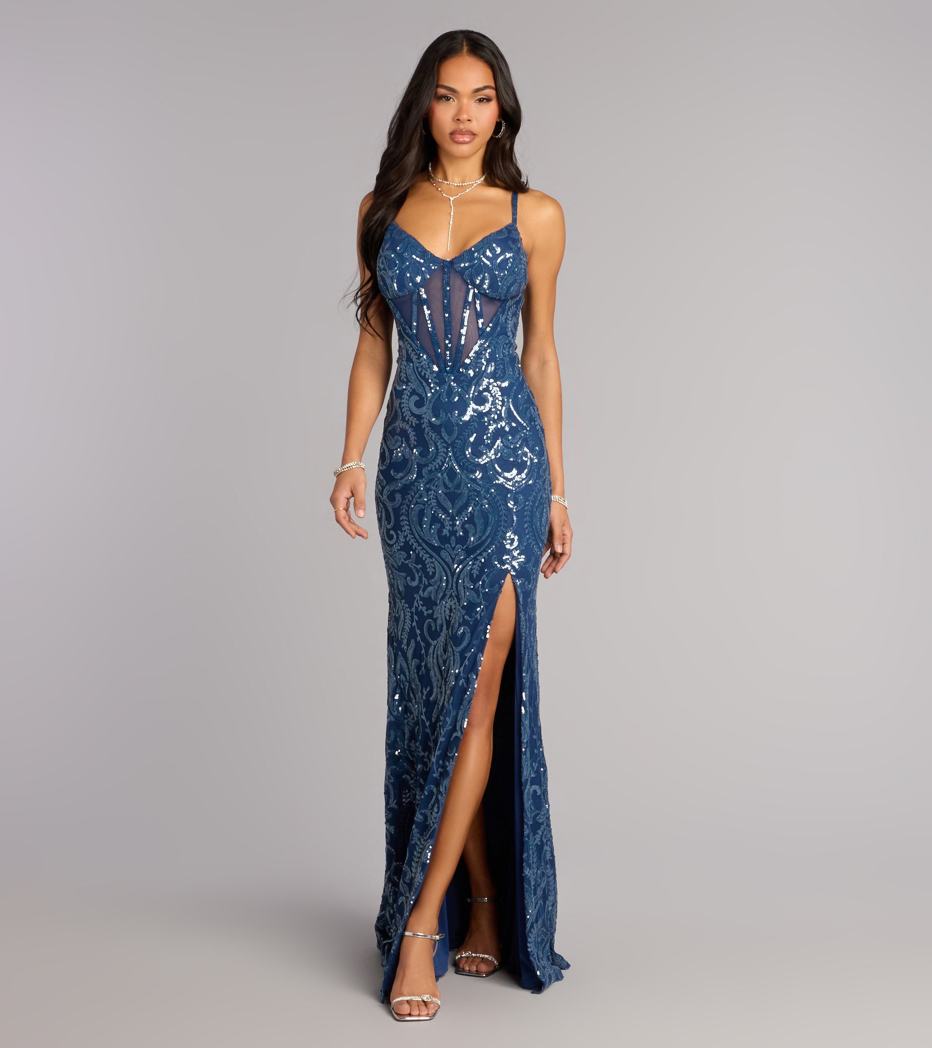 Shirley Sequin Corset Lace-Up Formal Dress | Windsor