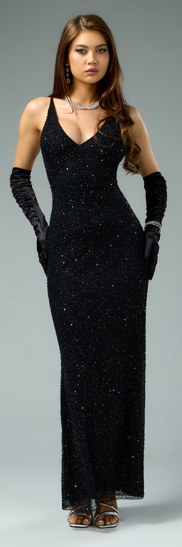 Amiah Beaded Sequin Column Formal Dress | Windsor Amiah Beaded Sequin Column Formal Dress | Windsor