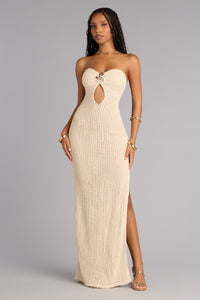 prom dress crochet Windsor Catrina Crochet Slit Formal Dress in Natural