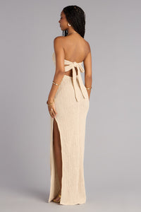 prom dress crochet Windsor Catrina Crochet Slit Formal Dress in Natural