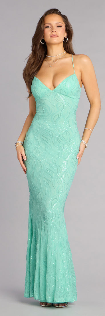 Shop a formal dress like the Clementine Sequin Bead Formal Dress in mint green, designed with a sleek silhouette, luxe fabric, and elegant detail for special events.