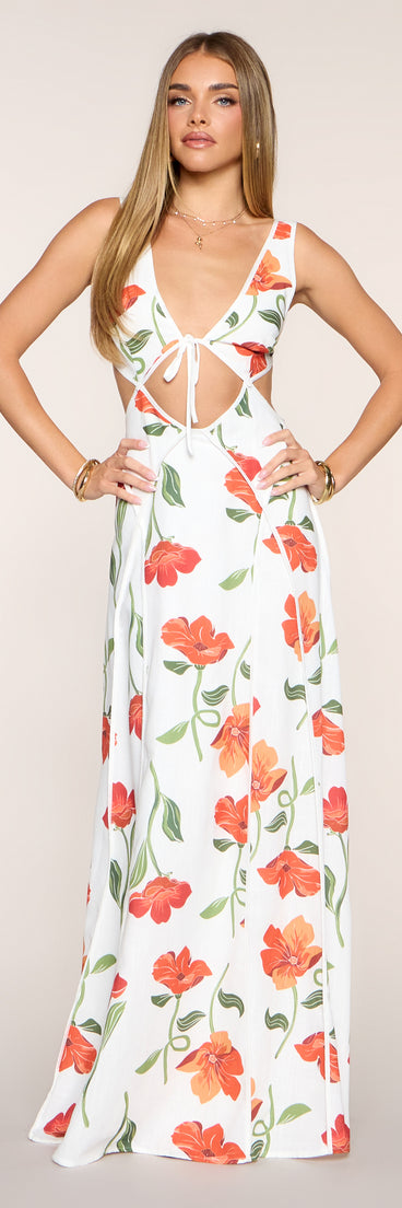 Rylan Floral Linen Cutout A-Line Dress