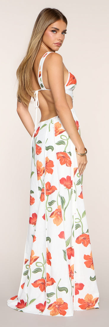 Rylan Floral Linen Cutout A-Line Dress
