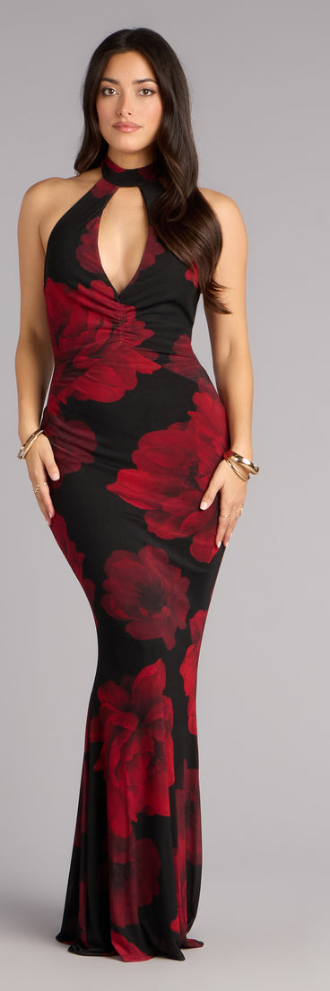Hollie Floral Halter Mermaid Formal Dress