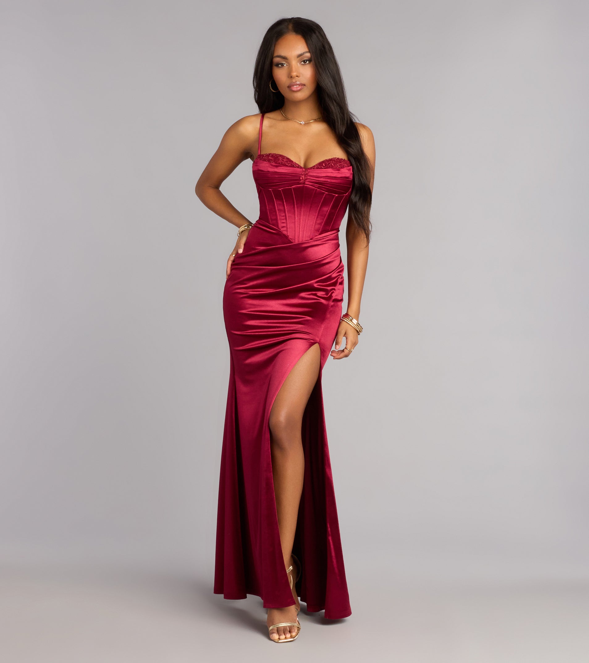 Blair Satin Corset Lace-Up Formal Dress | Windsor